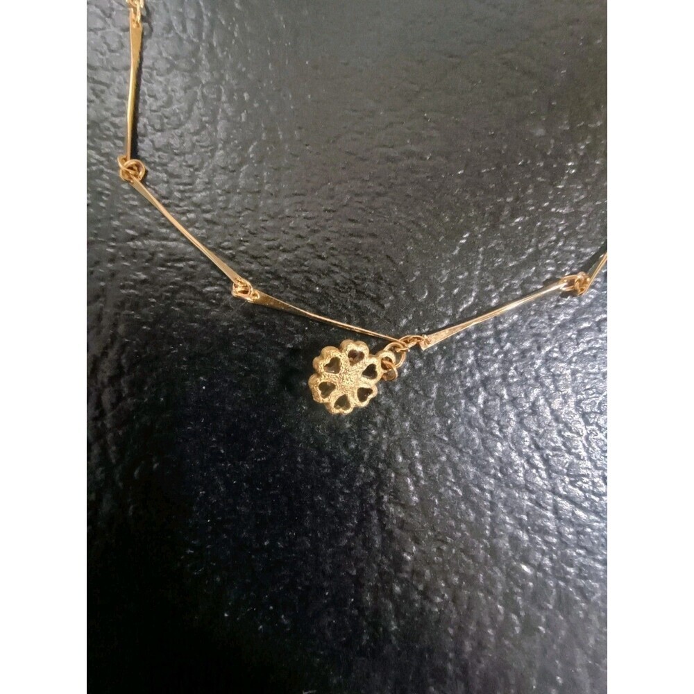 Vintage Gold Tone Flower Necklace With Purple Stone - Picture 5 of 5